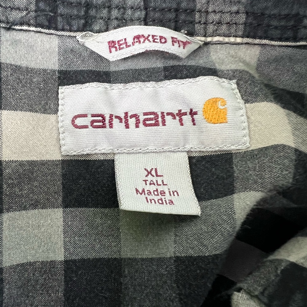 Carhartt Button Front Checkered Black and Gray Shirt Men’s XL - Picture 5 of 6